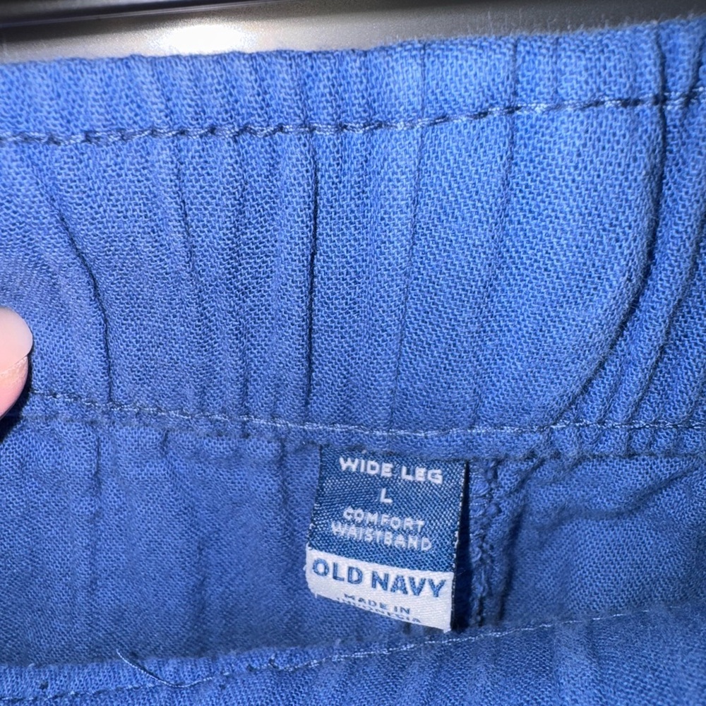 Old Navy Royal blue flowy linen pants size large wide leg - Picture 2 of 3